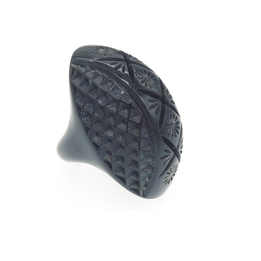Etched Oval Ring Black