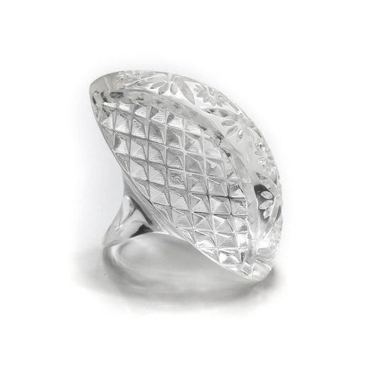 Etched Oval Ring Vintage Clear