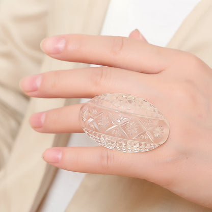 Etched Oval Ring Dark Grey