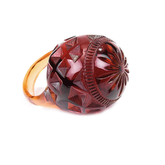 Large Dome Ring Amber