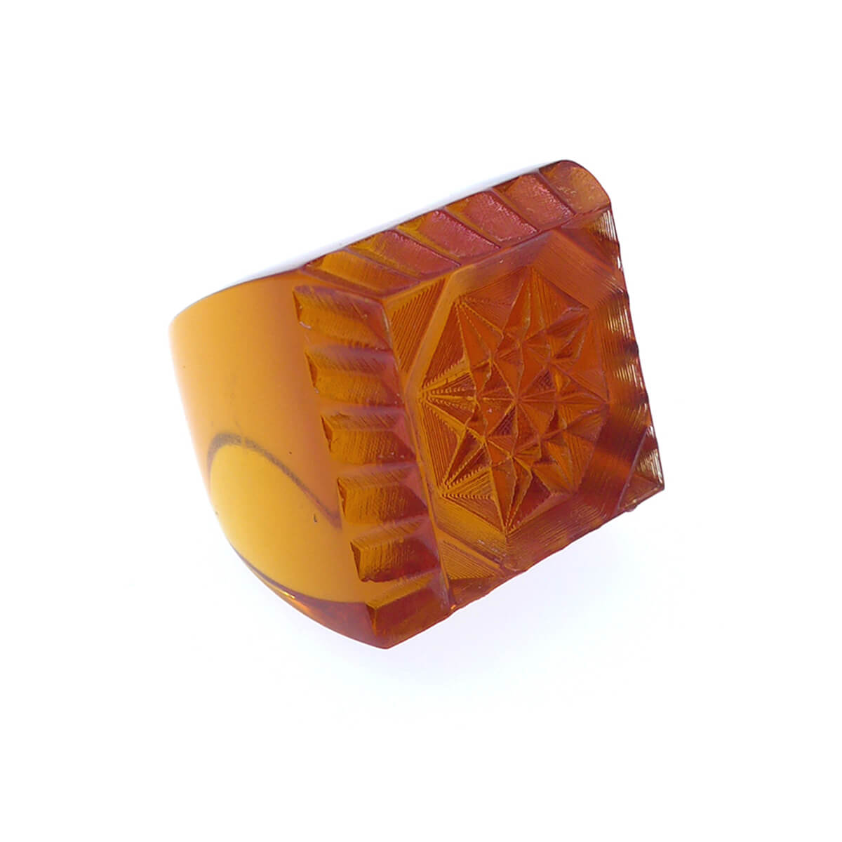 Etched Square Ring Amber