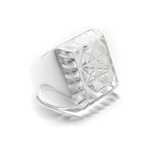 Etched Square Ring Vintage Clear