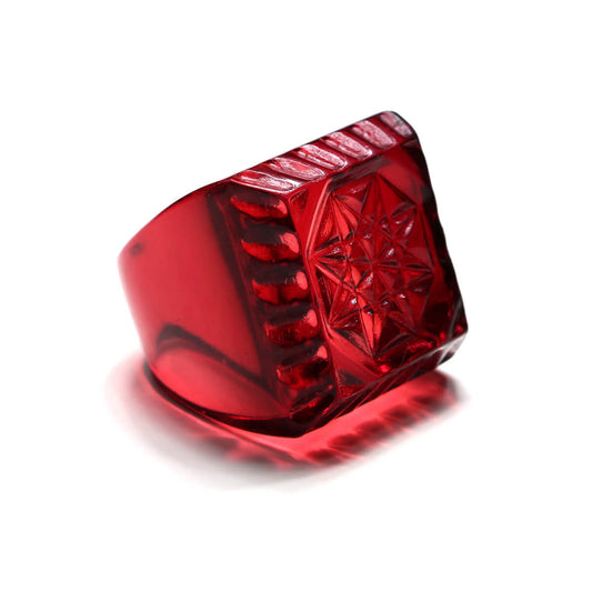 Etched Square Ring Burgundy