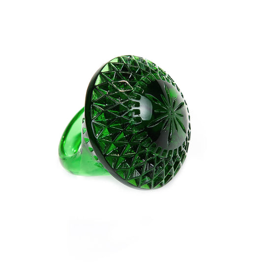 Etched Circle Ring Emerald Green