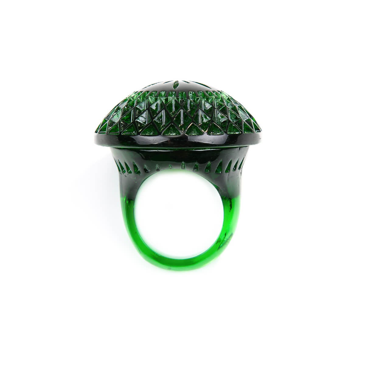 Etched Circle Ring Emerald Green