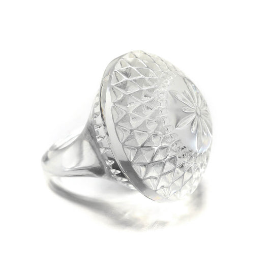 Etched Circle Ring Vintage Clear