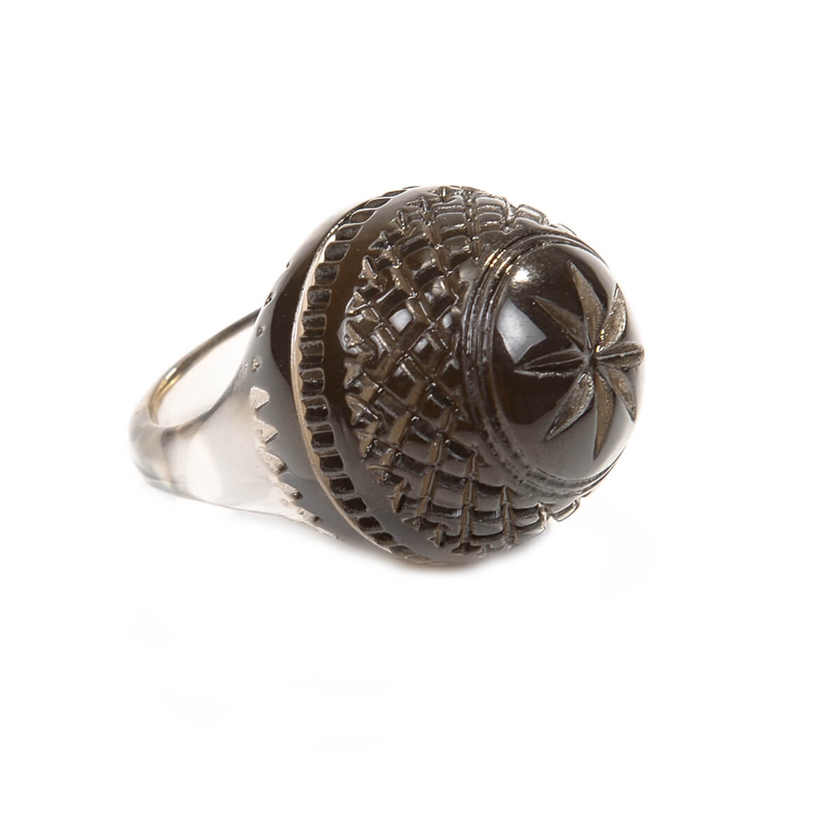 Etched Dome Ring Dark Grey