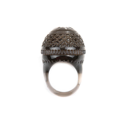 Etched Dome Ring Dark Grey