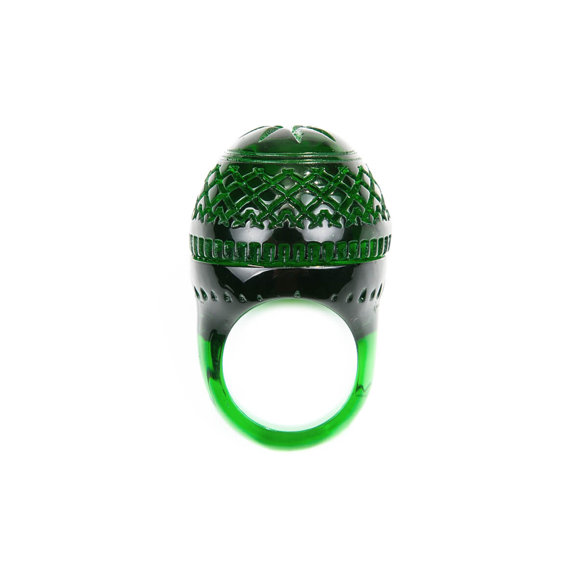 Etched Dome Ring Emerald Green