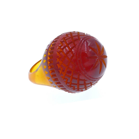 Etched Dome Ring Amber