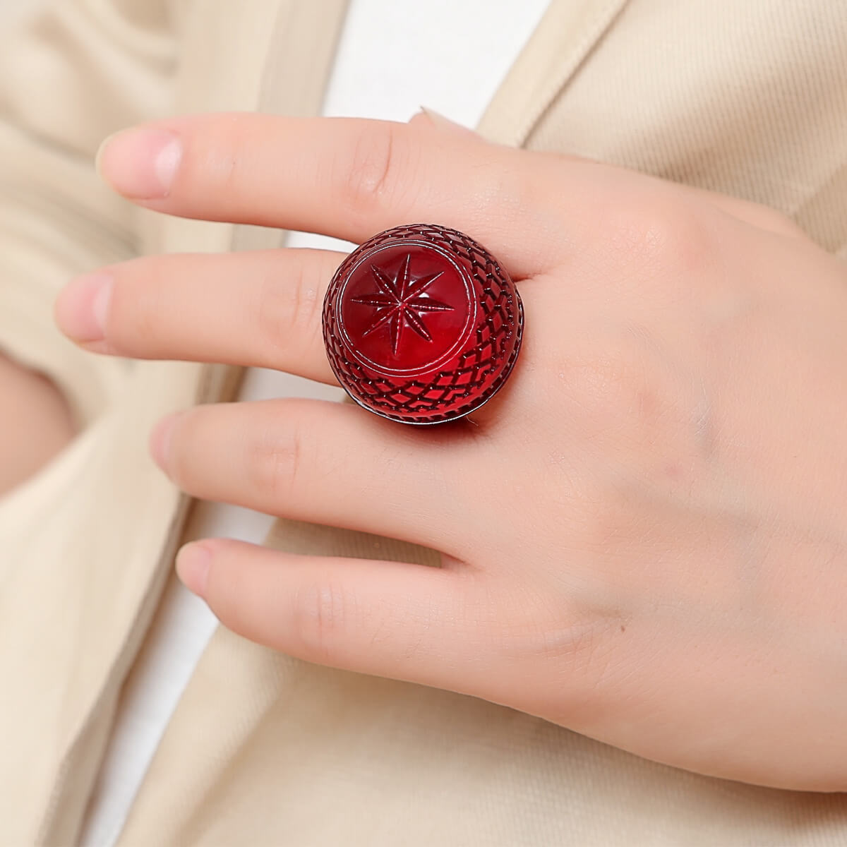 Etched Dome Ring Deep Purple