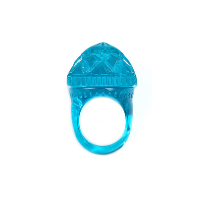 Carved Square Ring Aqua