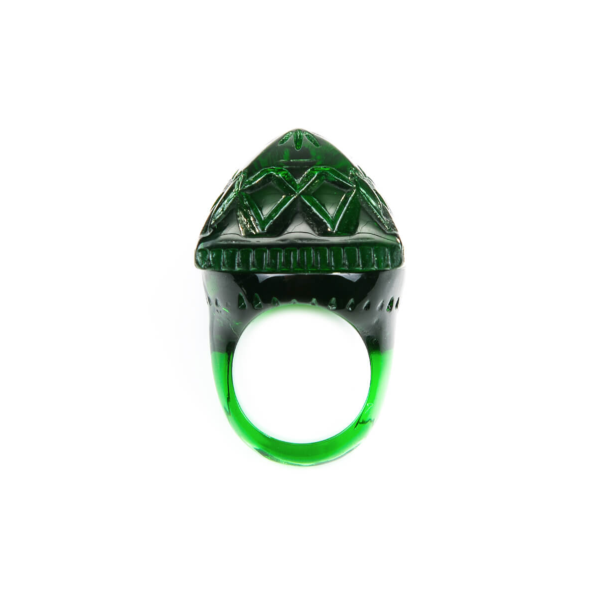 Carved Square Ring Emerald Green