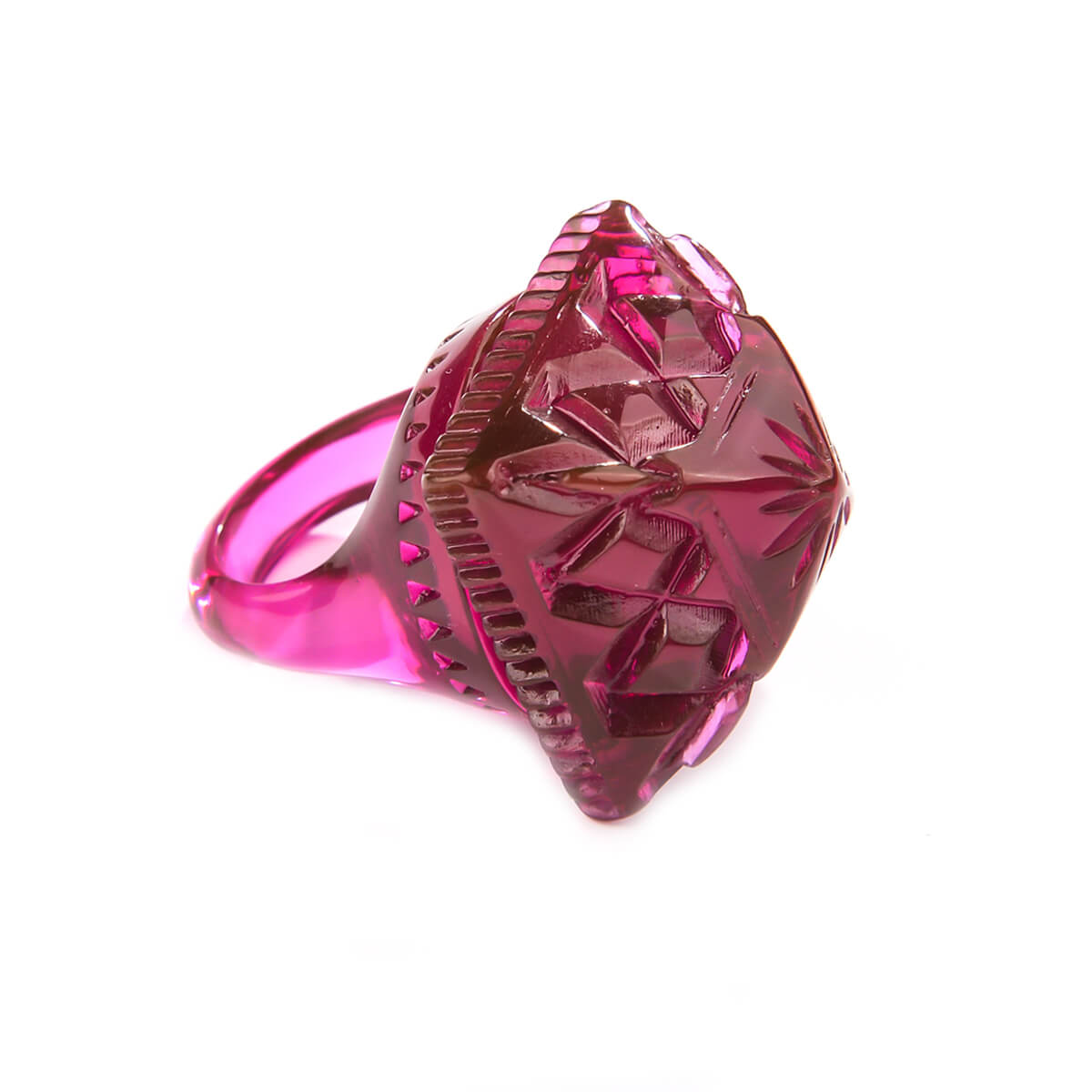 Carved Square Ring Deep Purple