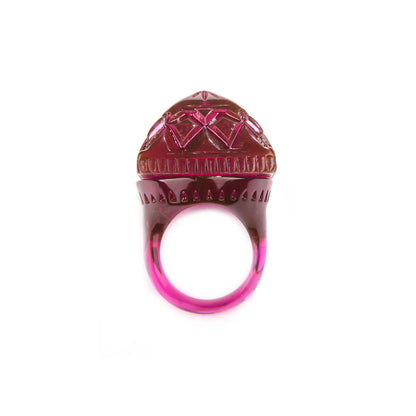 Carved Square Ring Deep Purple