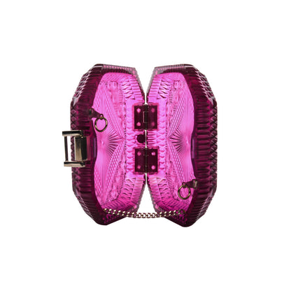 Hand Carved Octagon Clutch Deep Purple