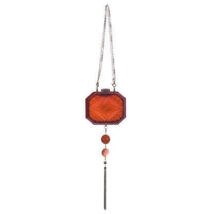 handmade vintage cut glass inspired clutch in amber