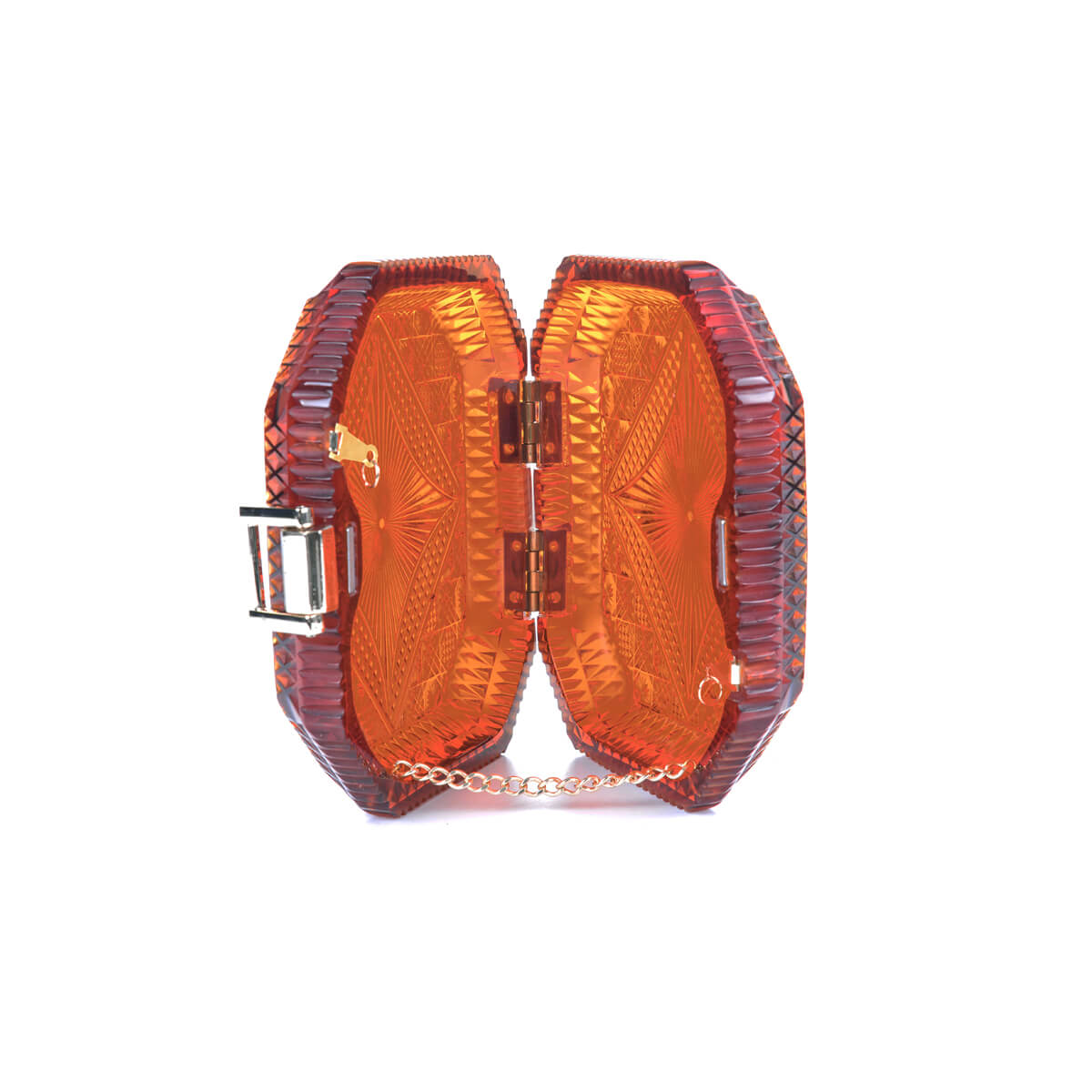 handmade vintage cut glass inspired clutch in amber