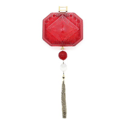 handmade vintage cut glass inspired clutch in burgundy red