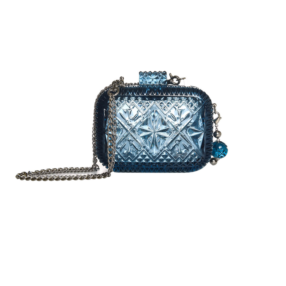 Hand Carved Clutch Classic Blue