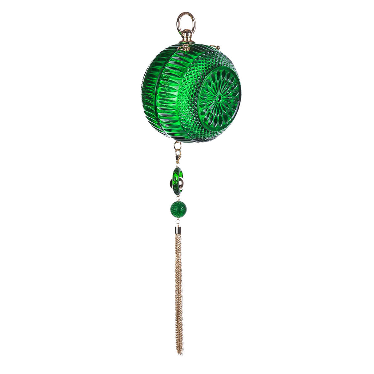 Hand Carved Sphere Clutch Emerald Green