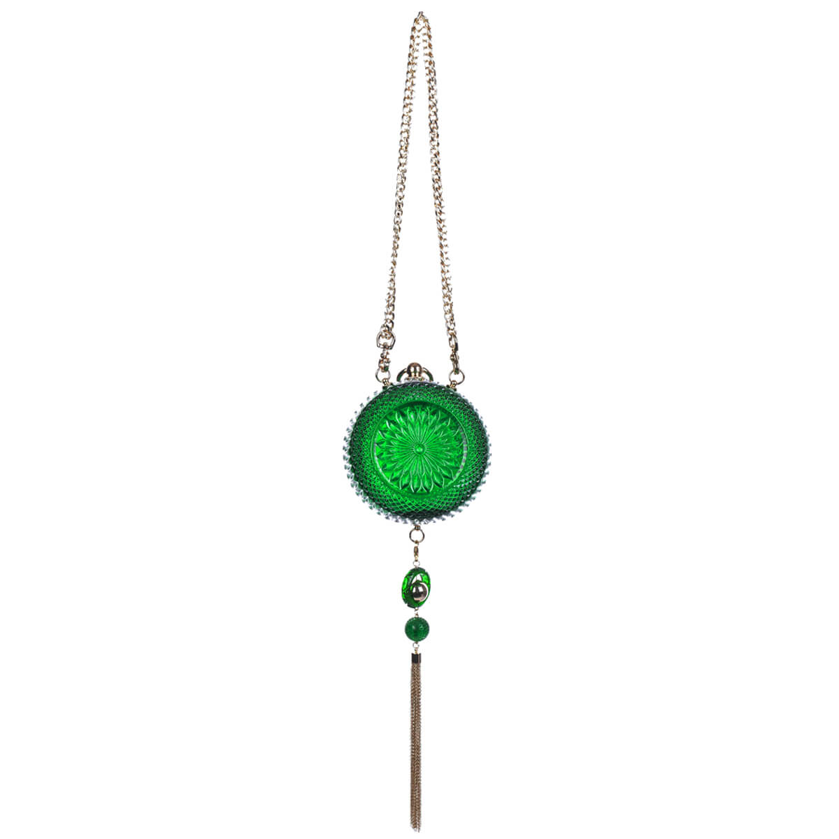 Hand Carved Sphere Clutch Emerald Green