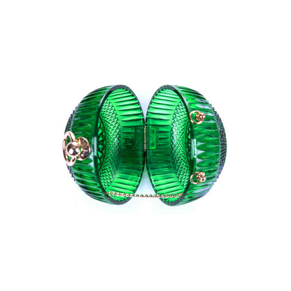 Hand Carved Sphere Clutch Emerald Green