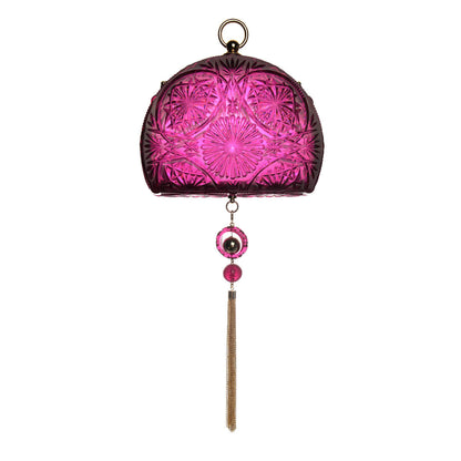 [MADE-TO-ORDER] Hand Carved Fan Clutch Deep Purple
