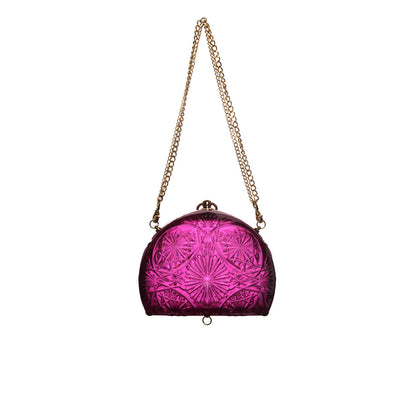 [MADE-TO-ORDER] Hand Carved Fan Clutch Deep Purple