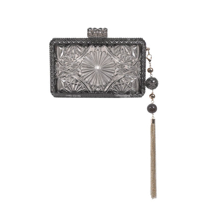 handmade vintage cut glass inspired clutch in grey
