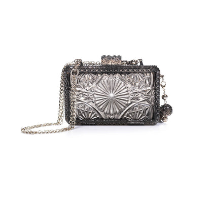 handmade vintage cut glass inspired clutch in grey