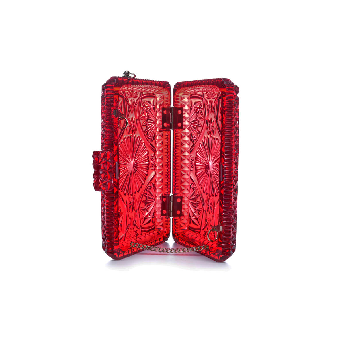 handmade vintage cut glass inspired clutch in burgundy red