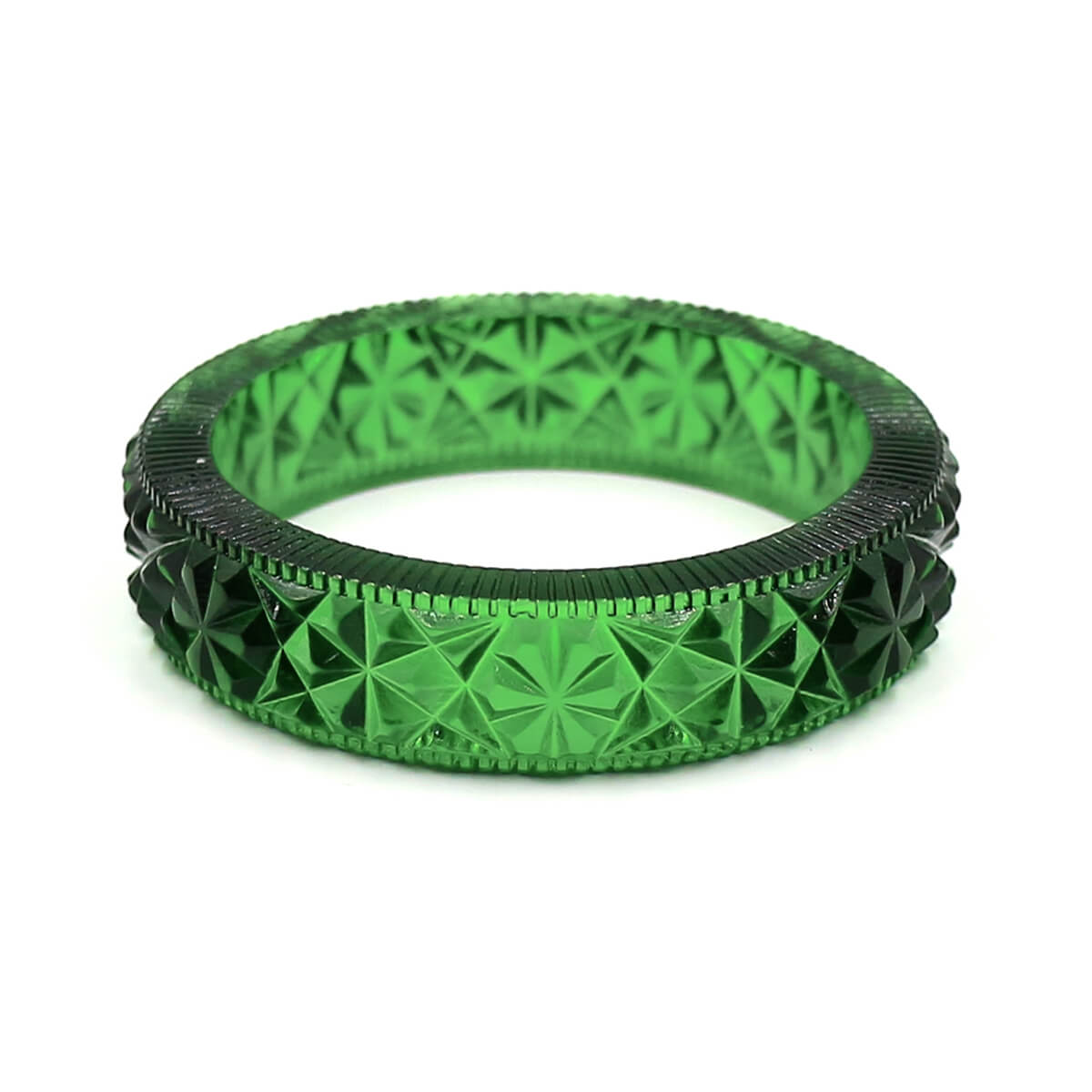 Faceted Bangle Emerald Green
