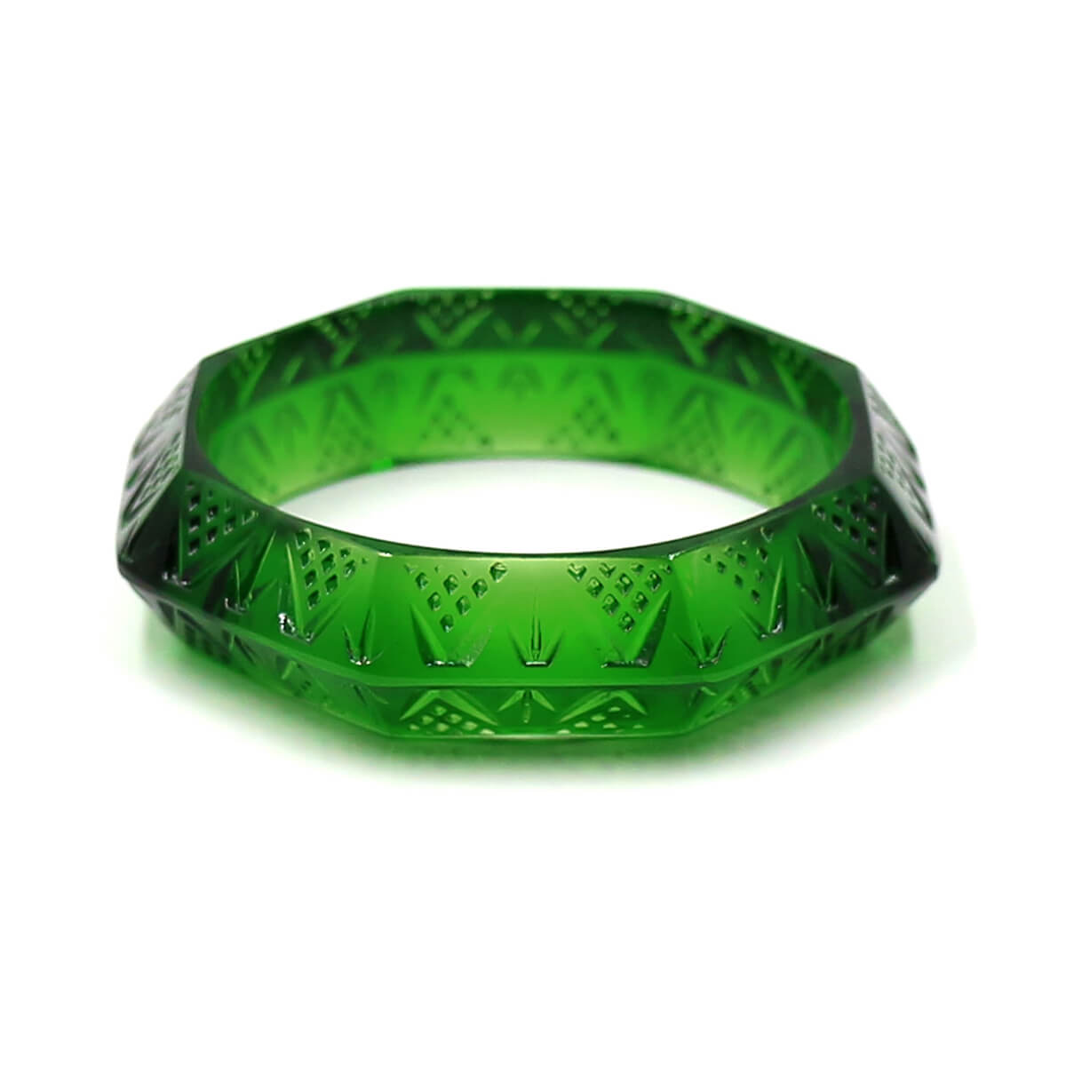 Octagon Edged Bangle Emerald Green