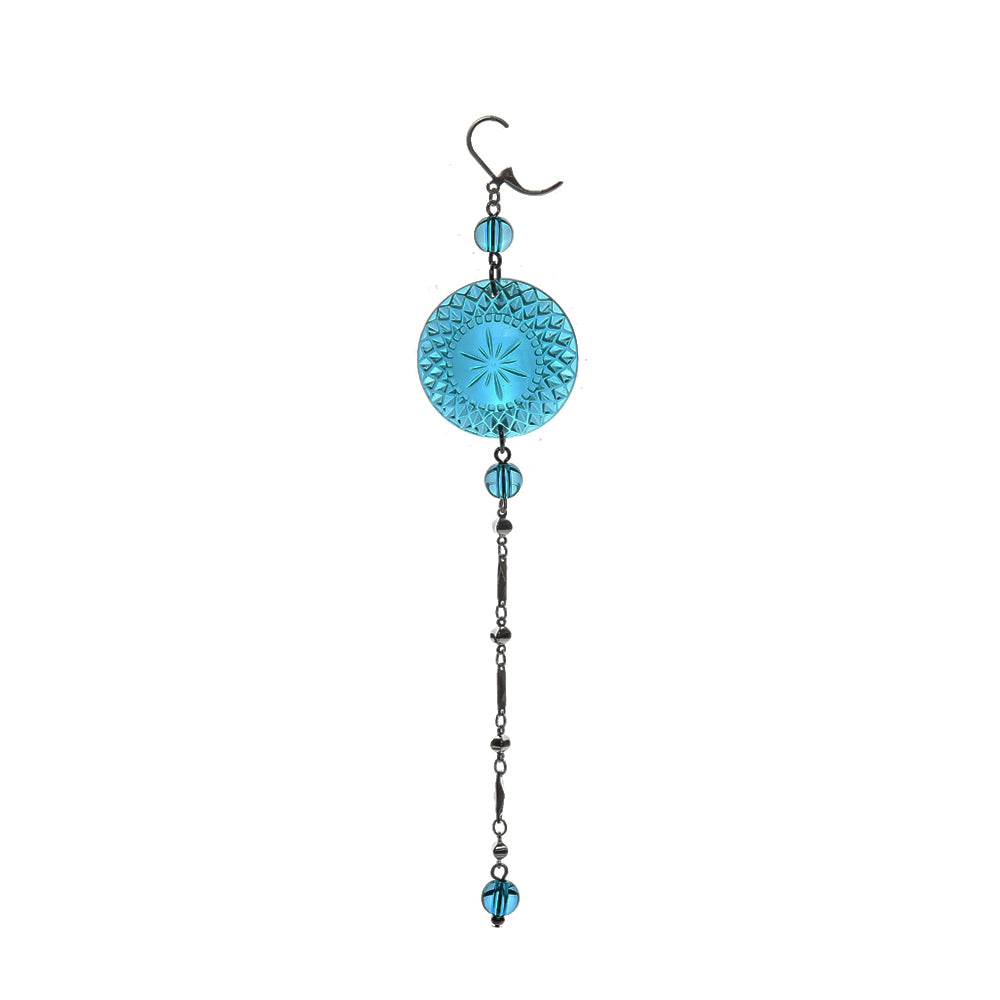 Long String Disc Earrings Aqua