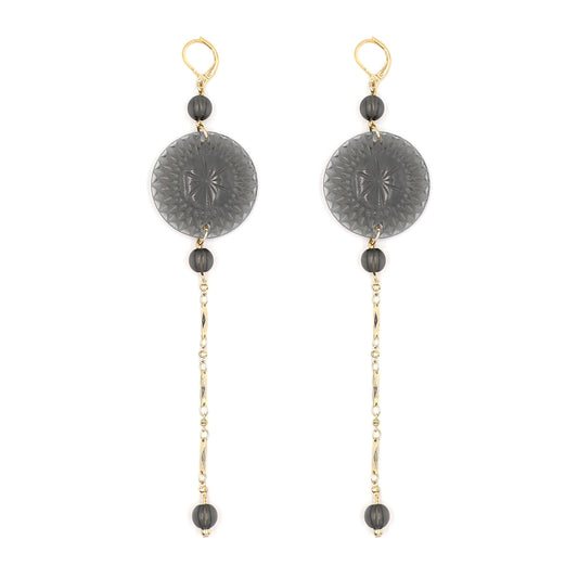 douglaspoon hand carved and polished resin earrings in grey