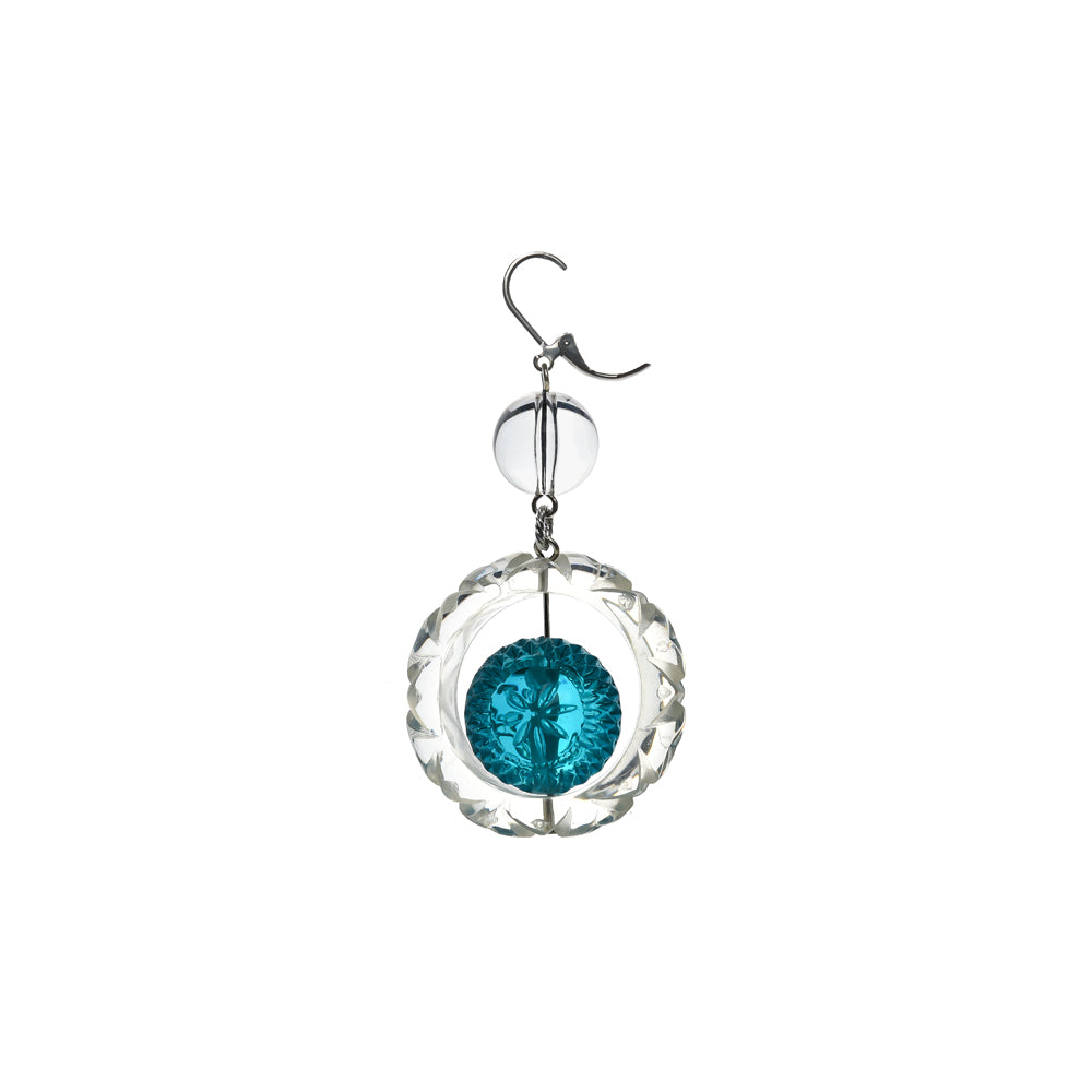 Frosted Ball Circle Earrings Aqua & Clear