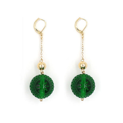 douglaspoon hand carved and polished resin earrings in emerald green