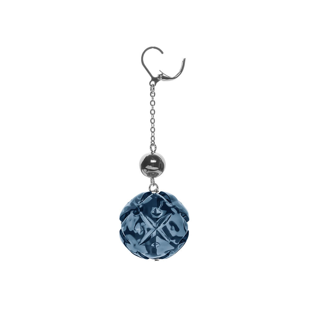 Crystal Ball Drop Earrings Classic Blue