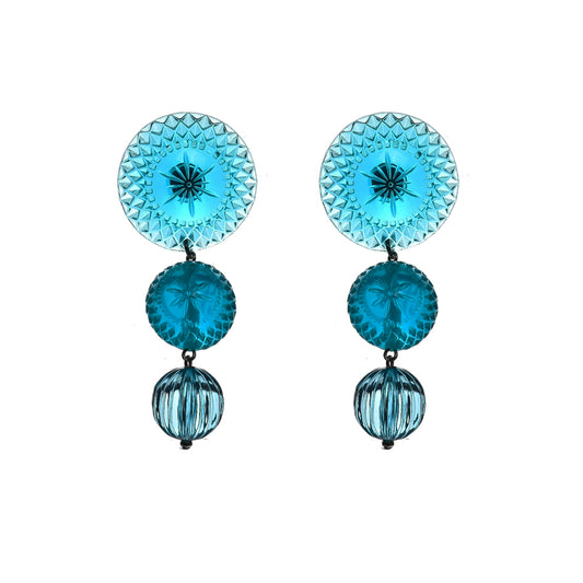 Drip Crystal Stud Earrings Aqua