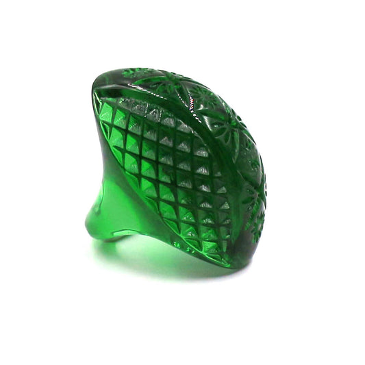 douglaspoon hand carved and polished resin ring in emerald green