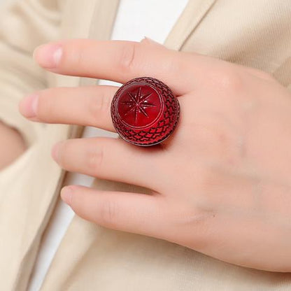 Etched Dome Ring Amber