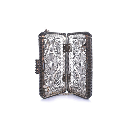 handmade vintage cut glass inspired clutch in grey