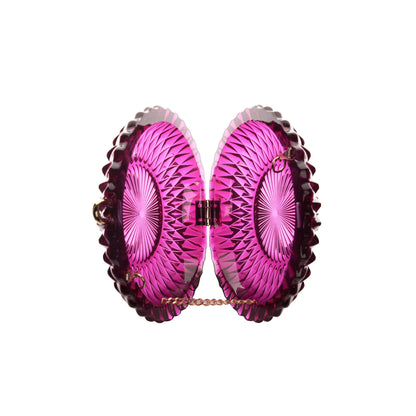 Hand Carved Large Circle Clutch Deep Purple